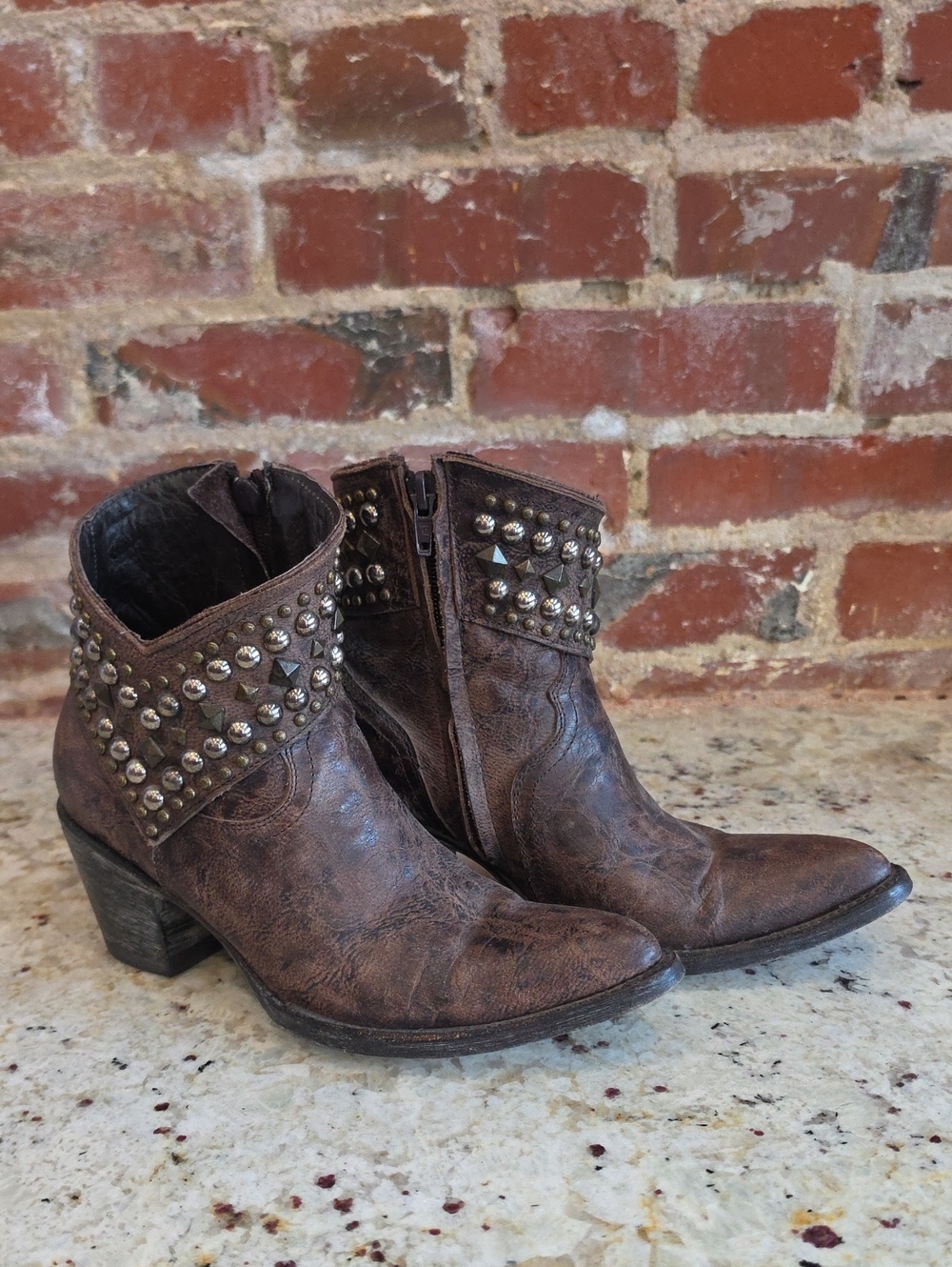 Old Gringo Brown Studded Leather Ankle Booties - 1686